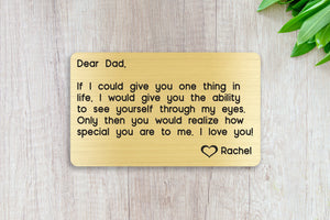 Personalized Engraved Wallet Card Insert, If I Could Give You One Thing, Dad, Gift, Father's Day, From the Kids, Gold