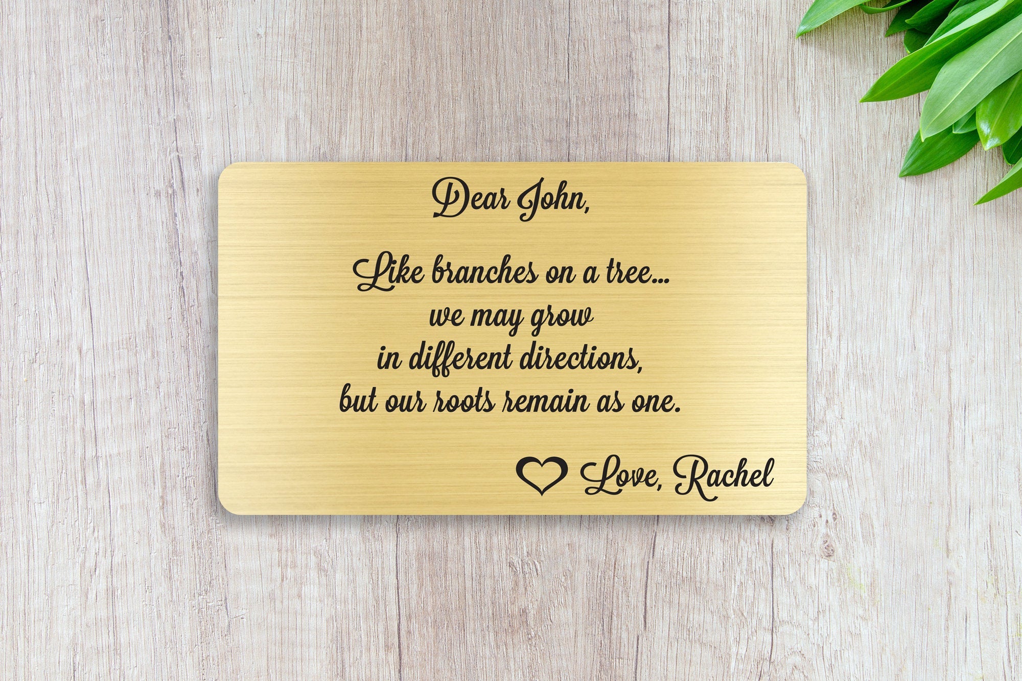 Personalized Wallet Card Insert, Like Branches On A Tree, Gift For Lover, Gold