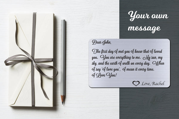 Wedding Vows, Personalized Wallet Card Insert, First Day I Met You, Marriage, Engagement, Silver
