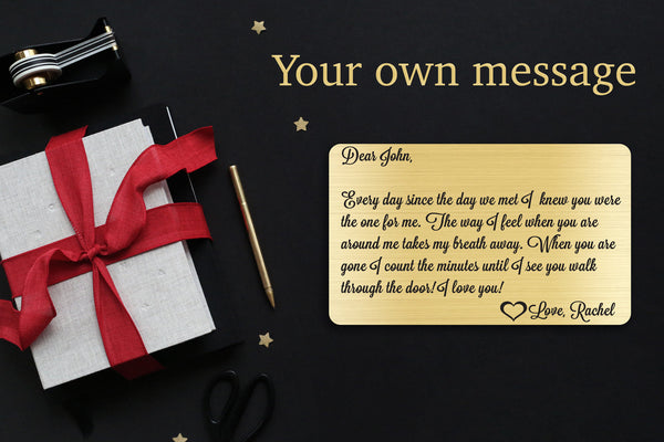 Wedding Vows, Personalized Wallet Card Insert, You're The One For Me, Marriage, Engagement, Gold