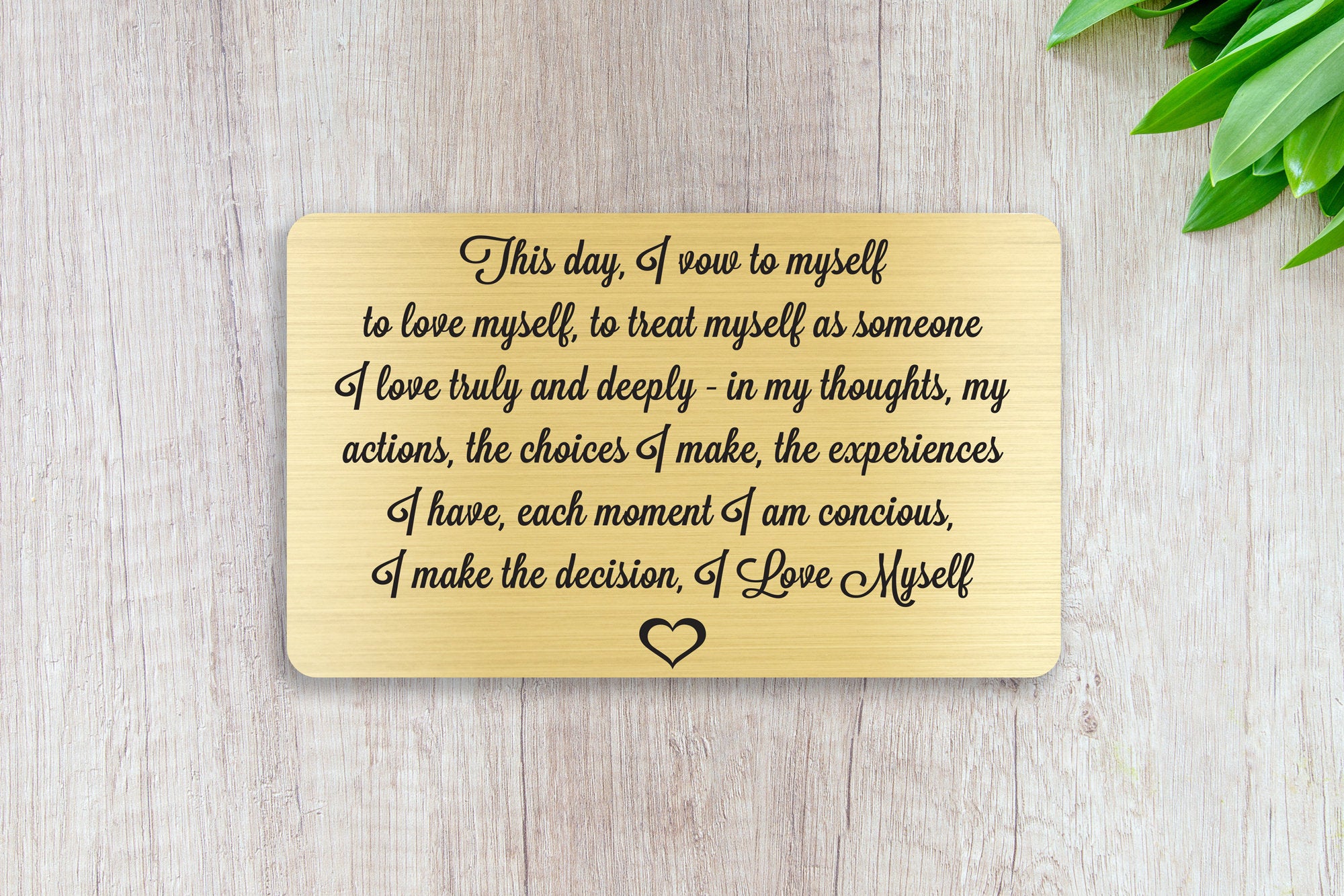 Vows To Myself, Personalized Wallet Card Insert, I Love Myself, Self Love, Self Care, Gold