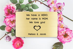 Personalized Engraved Wallet Card Insert, From Kids to Mom, Gold, Mother's Day Gift