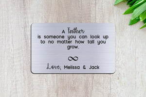 Personalized Wallet Card Insert, Engraved, Gift to Dad, Father, from the Kids, Silver