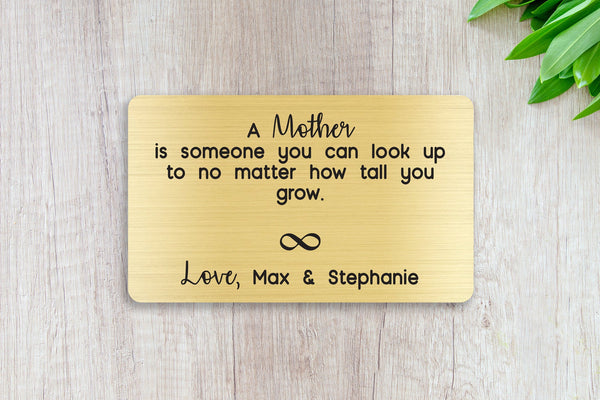 Personalized Wallet Card Insert, Engraved, Gift to Mom, Love Mother, from the Kids, Gold