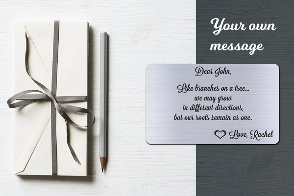 Personalized Wallet Card Insert, Like Branches On A Tree, Gift For Lover, Silver