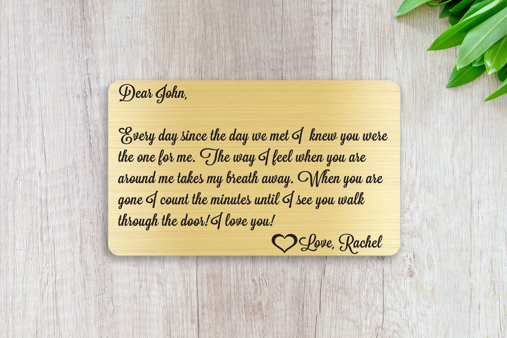Wedding Vows, Personalized Wallet Card Insert, You're The One For Me, Marriage, Engagement, Gold