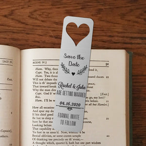 Personalized Bookmark with Heart - Save the Date Wedding Gift