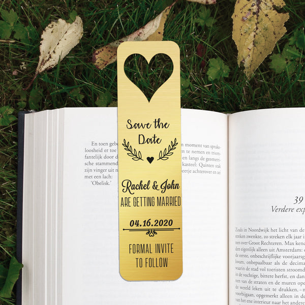 Personalized Bookmark with Heart - Save the Date Wedding Gift