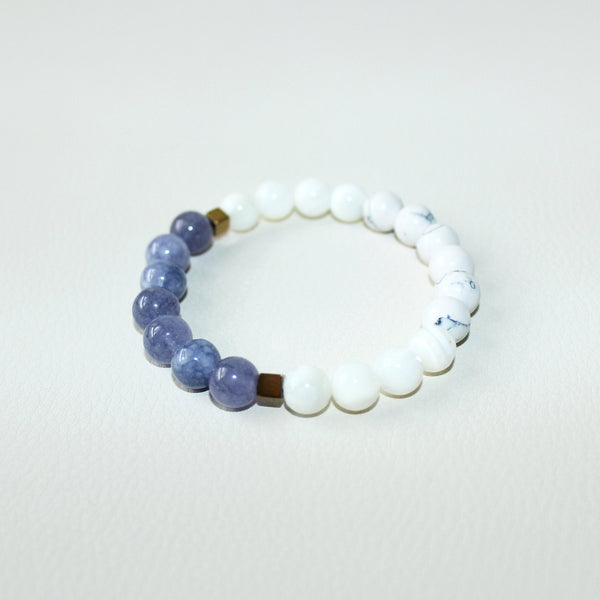 Communicate with your Angels -  Angelite, Howlite, Mother of Pearl, Hematite - Gemstone Bracelet