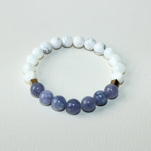 Communicate with your Angels -  Angelite, Howlite, Mother of Pearl, Hematite - Gemstone Bracelet