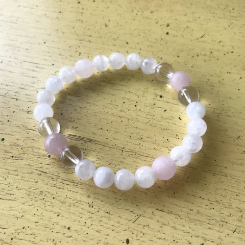 Enable Your Inner Goddess - Moonstone, Clear Quartz, Rose Quartz - Gemstone Bracelet