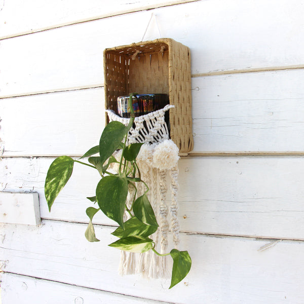 Macrame Plant Holder with Basket - Basina - Bohemian Home Decor Wall Hanging