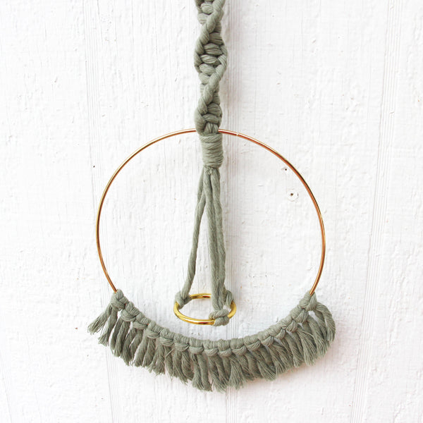 Macrame Air Plant Holder with Tassels - Sage - Bohemian Home Decor Wall Hanging
