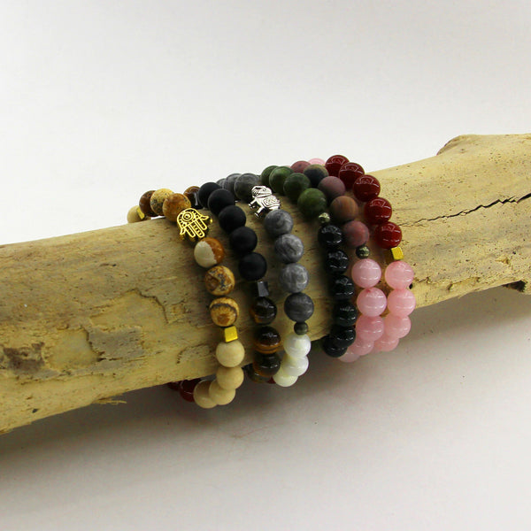 Fertility - Rose Quartz, Carnelian, Hematite - Gemstone Bracelet
