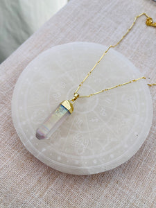 Angel Aura Quartz Necklace - Gold