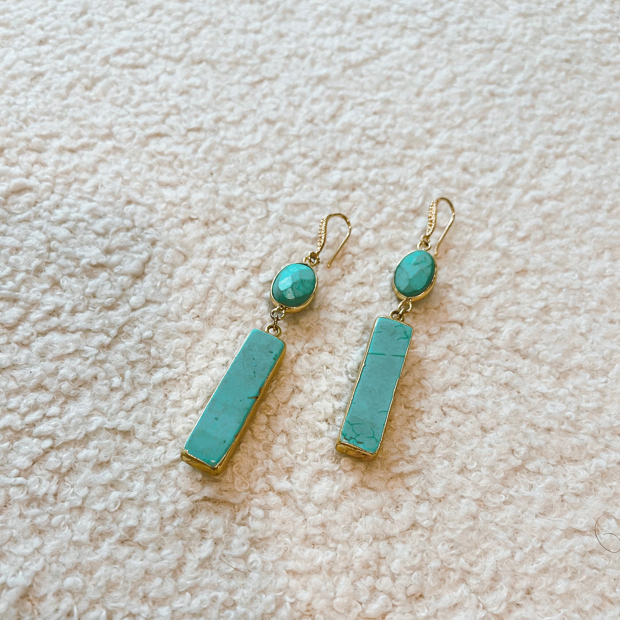 Turquoise Drop Earrings - Gold