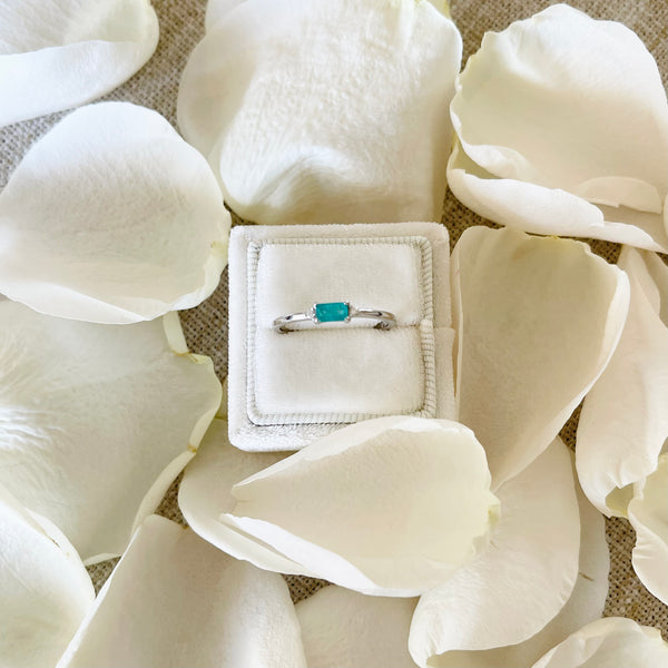 Baguette Amazonite Crystal Ring - 925 Sterling Silver - Gold & Silver