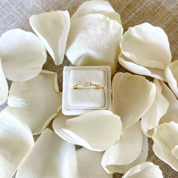 Mini Baguette Crystal Ring - 925 Sterling Silver - Gold & Silver
