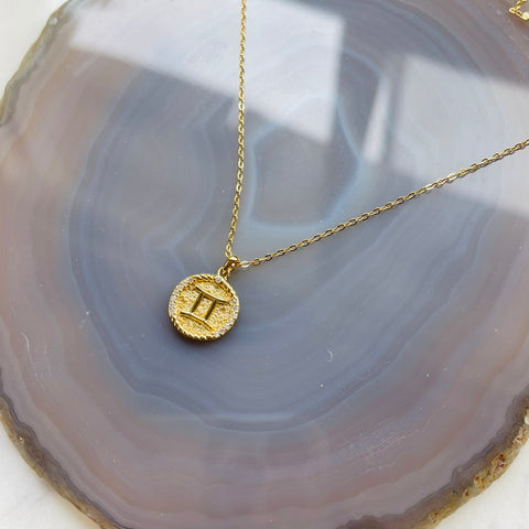 Zodiac Necklace - Gemini - 18K Gold