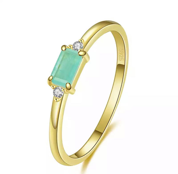 Amazonite Band Ring - Gold - 925 Sterling Silver