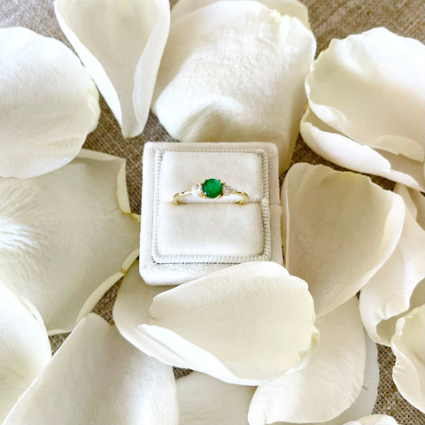 Emerald Green Ring in Gold - 925 Sterling Silver