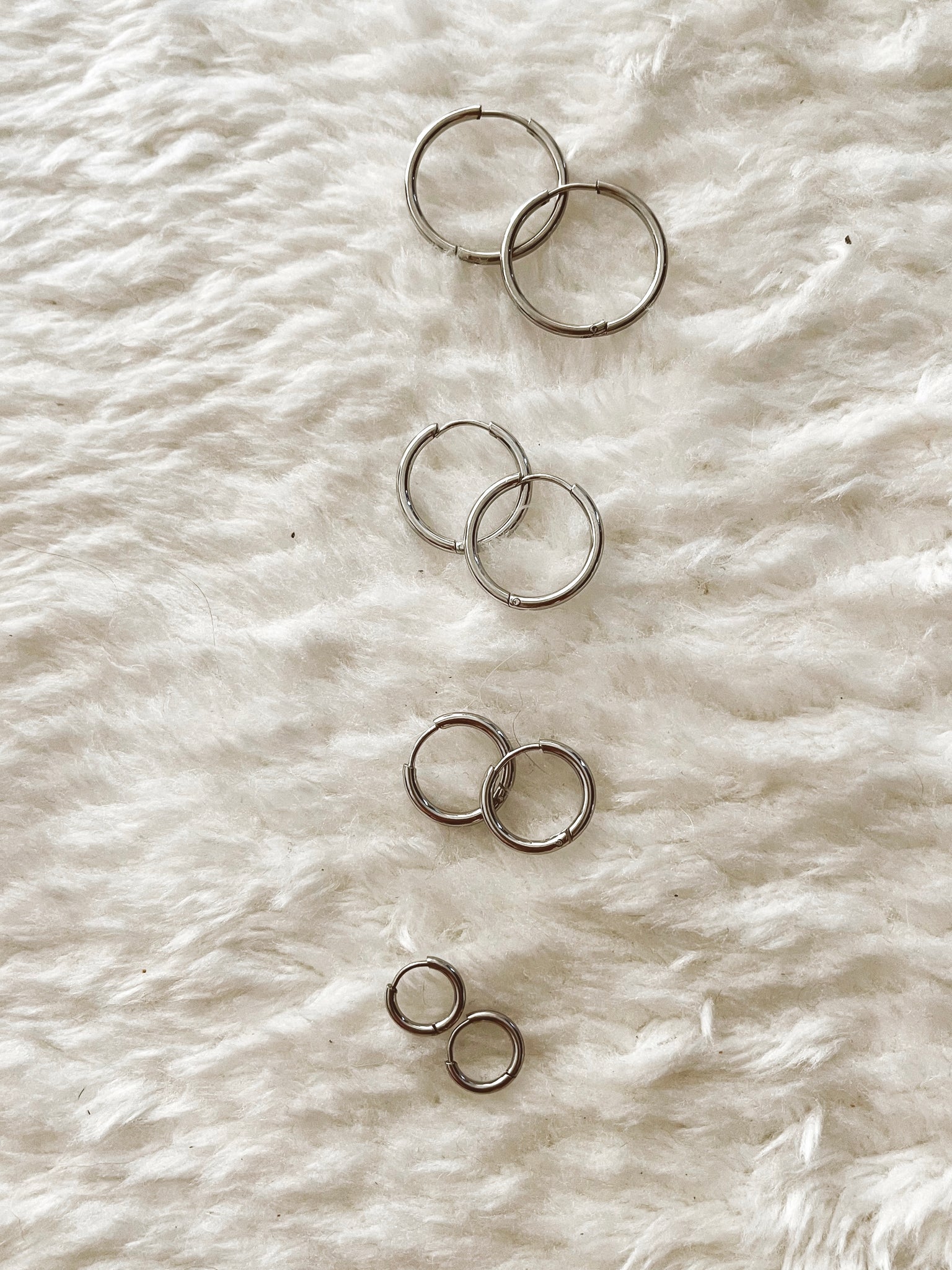 Hoop Earrings - Stainless Steel - Silver
