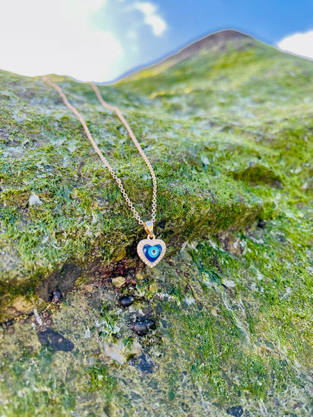 Minimal Heart Eye Necklace - Rose Gold