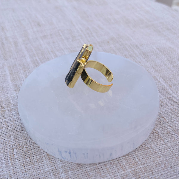 Tourmaline Crystal Ring - Adjustable - Gold