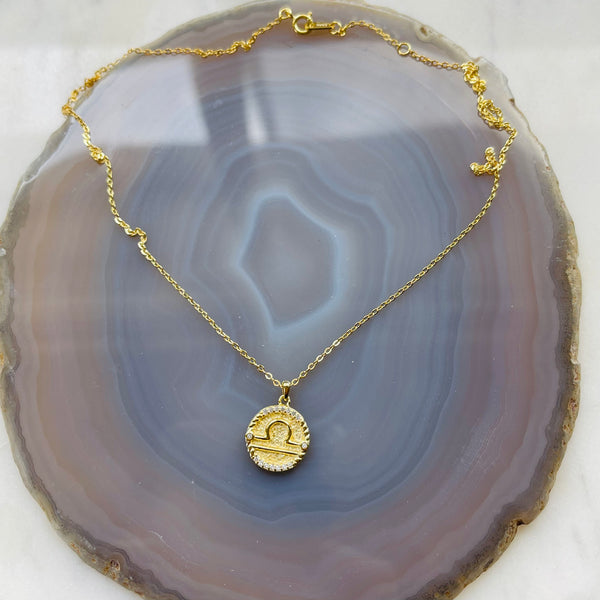 Zodiac Necklace - Libra - 18K Gold