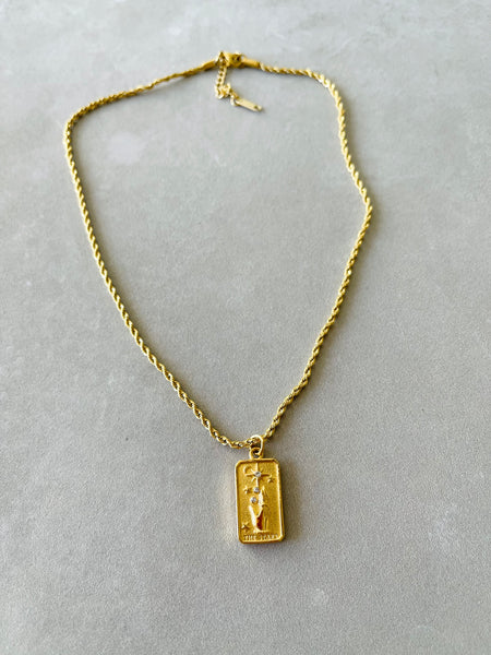 Vintage Tarot Card Necklace - The Stars - Gold