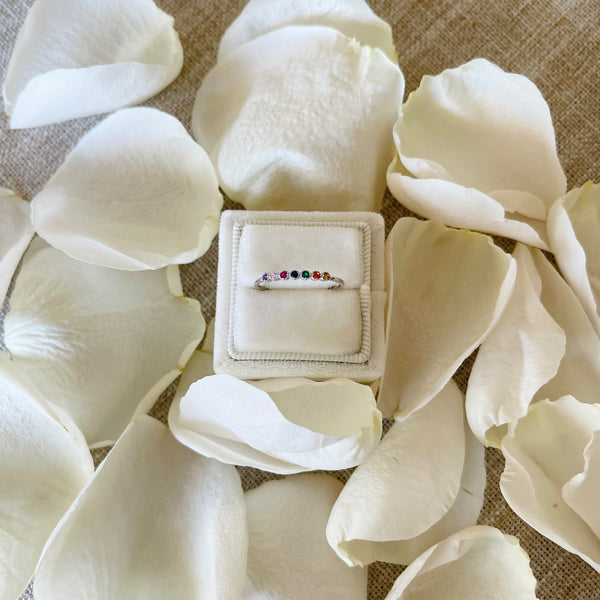 Dainty Ring with Rainbow Crystals - 925 Sterling Silver - Gold & Silver