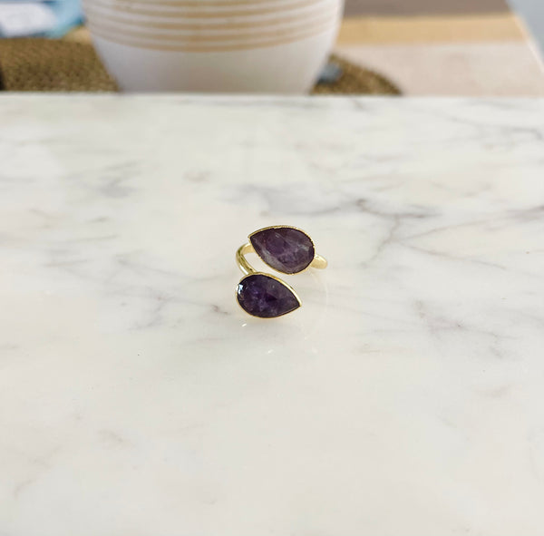 Amethyst Ring - Adjustable - Gold