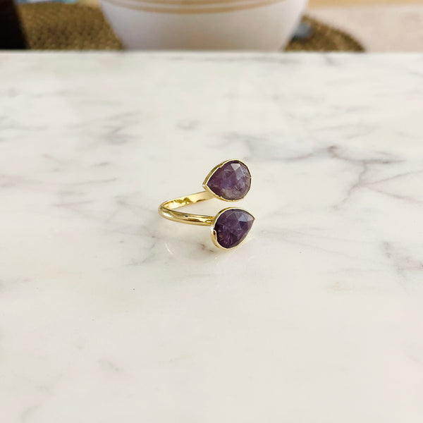 Amethyst Ring - Adjustable - Gold