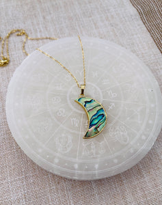 Abalone Moon Necklace - Gold
