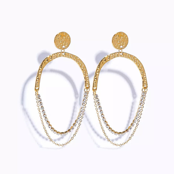 Vintage Earrings with Crystals - Gold