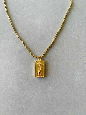 Vintage Tarot Card Necklace - The Stars - Gold