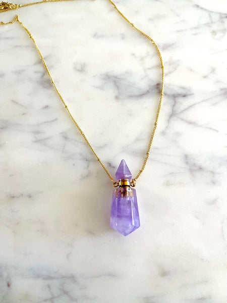 Crystal Essential Oil Necklace - Gold