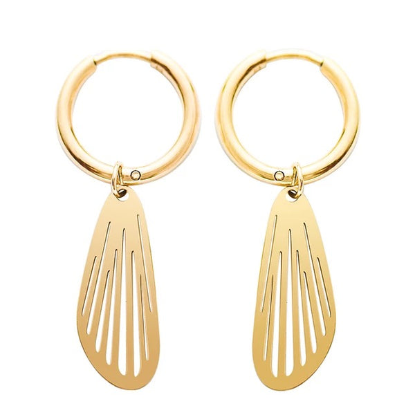 Butterfly Wings Hoop Earrings in Gold - Stainless Steel