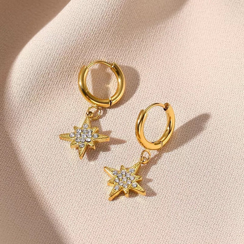 Star Hoop Earrings in Gold - Stainless Steel