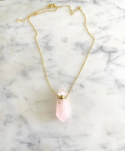 Crystal Essential Oil Necklace - Gold
