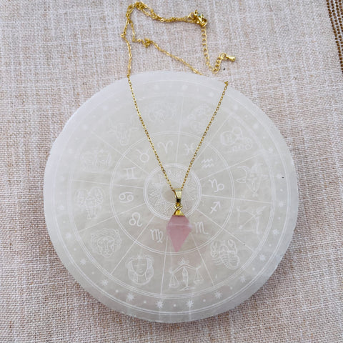 Rose Quartz Necklace - Gold