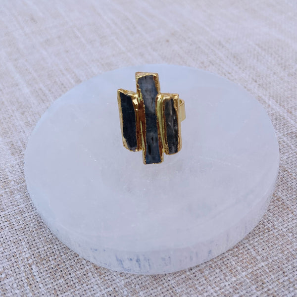 Tourmaline Crystal Ring - Adjustable - Gold