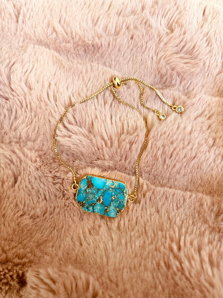 Turquoise Slider Bracelet - Gold