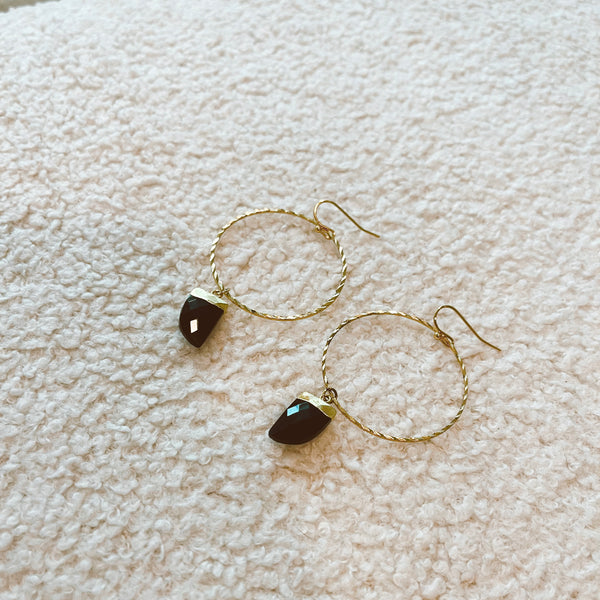 Black Onyx Earrings - Gold