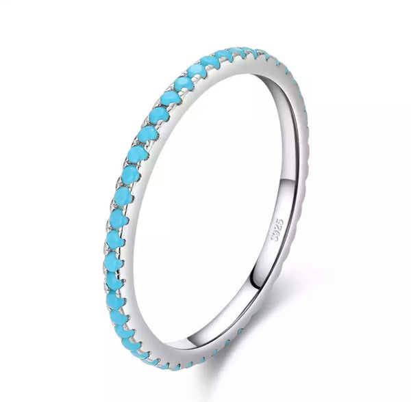 Turquoise Band Ring - 925 Sterling Silver