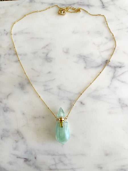 Crystal Essential Oil Necklace - Gold