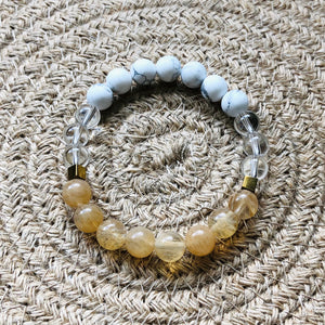 Energy Cleanser -Citrine, Clear Quartz, Howlite - Gemstone Bracelet