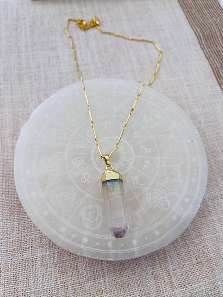 Angel Aura Quartz Necklace - Gold