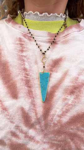 Turquoise Triangle Necklace - Gold