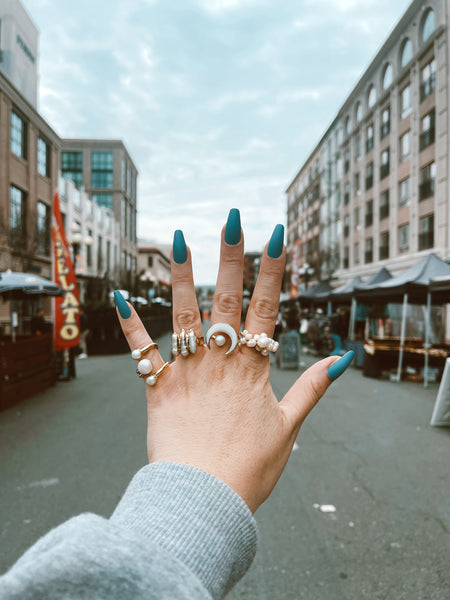 Triple Pearl Ring - Adjustable - Gold